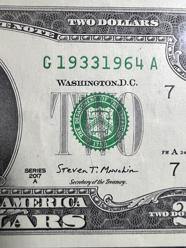 Billete de dos dólares número de serie elegante con fecha de lápida 1933-1964 nítido UNC - Imagen 1 de 3