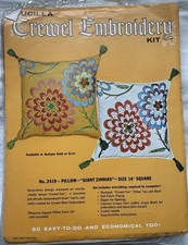 Bucilla Crewel Embroidery Kit 2419 Pillow FLOWERS