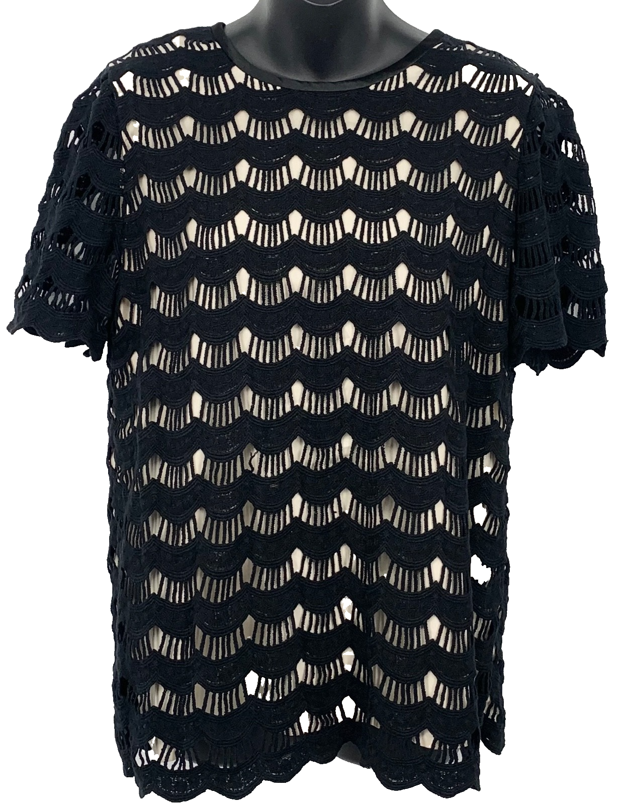 Camicetta top donna Kate Spade taglia 8 foderata manica corta bottoni smerlati girocollo