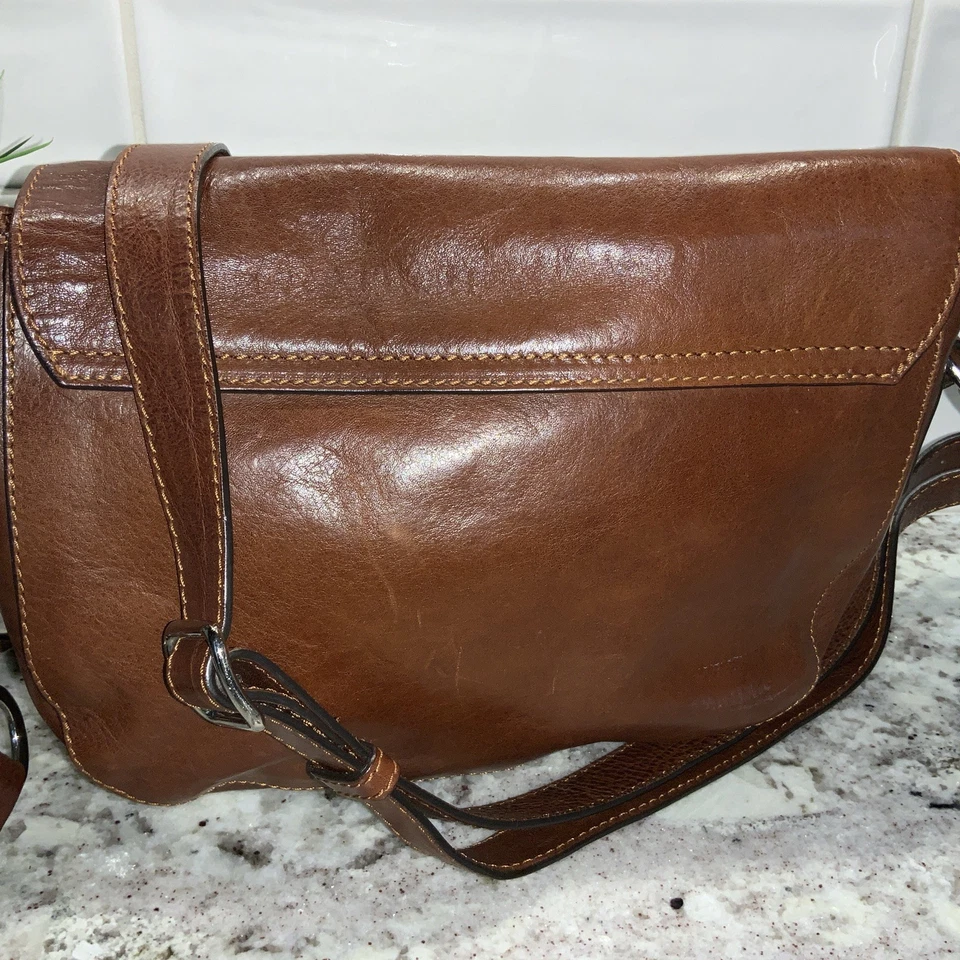 Сумка через плечо Floto натуральная кожа коричневая сделано в Италии классическая богемная - Изображение 3 из 4