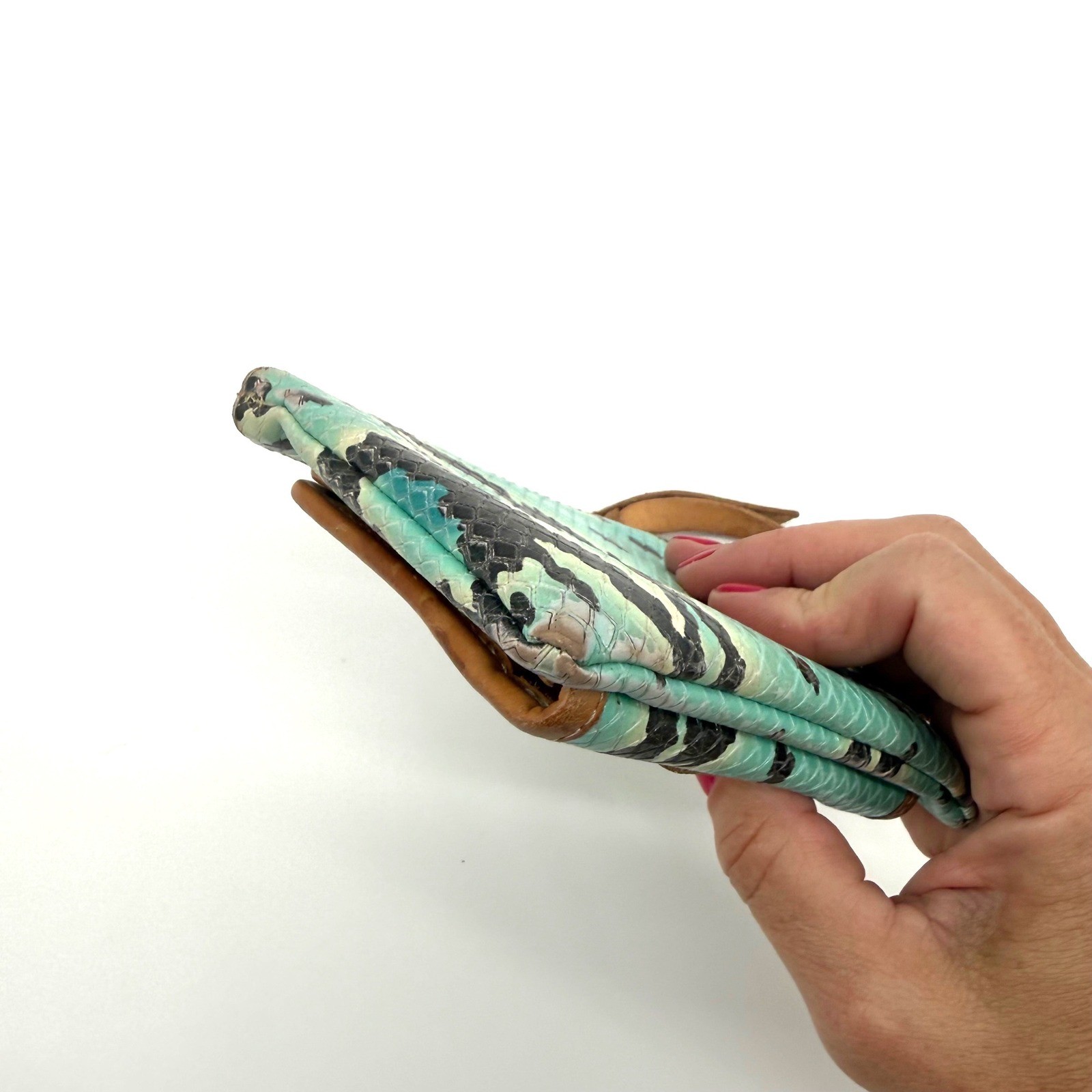 Consuela Carmen Teeny Slim Wallet Aqua Python Embossed Leather Card ...