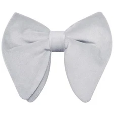 Branduce Velvet Bow Ties for Men Oversize Pre-tie Bowtie Tuxedo Silver Grey