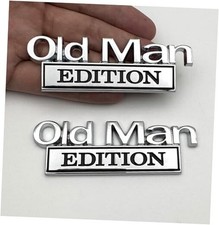 2pcs Metal Old Man Edition Emblem 3D Badge Fit for Universal Car Silver Black