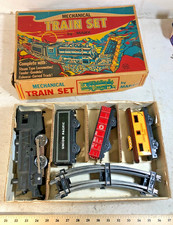 Marx Mechnical Train Set 528 - 4 wheel 6 inch cars, 401 engine track key OB C 