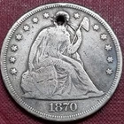 1870 CC Seated Liberty Dollar 1$ Better Grade Details RARE CARSON CITY #98779
