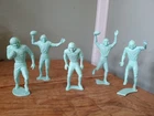 Plastic Toy Football Players Figures Vintage 1960s Marx LOT of 5 Teal Green