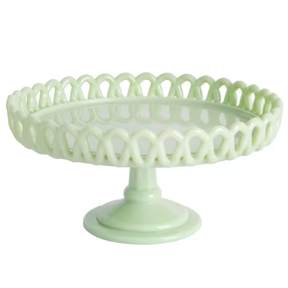 Highbrook 1-Tier Mint Green Jadeite Glass Loop Cake Stand