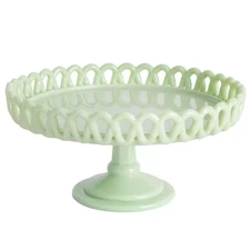 Highbrook 1-Tier Mint Green Jadeite Glass Loop Cake Stand