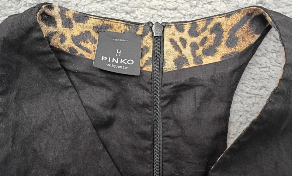 PINKO Mujer Negro Mameluco Pantalones Cortos Mezcla Lino 36 EE. UU. 1 Italia Contemporánea Foto 4 de 4