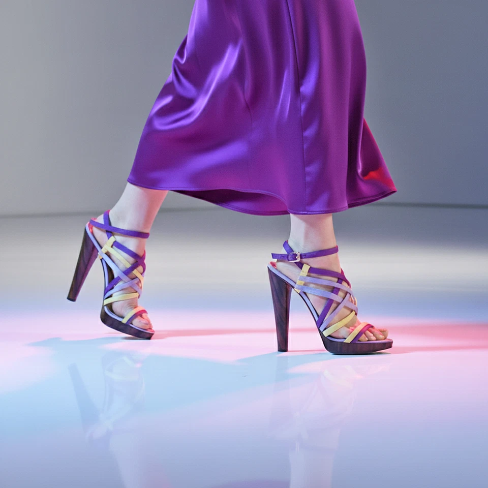 Sandalias Dsquared2 40 US 10 Multicolor Satén Cuero Con Plataforma Y2K - Imagen 2 de 4