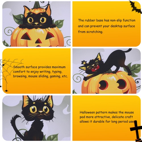 4 Pcs Black Cat Ghost Pumpkin Mouse Pad Gaming Laptop Small Mousepad - 第 6/10 張圖片