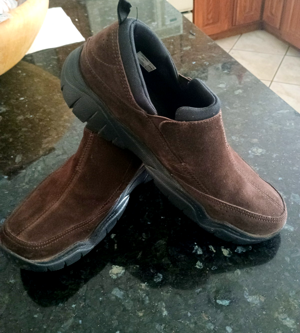 Crocs Swiftwater Men's Size 10 Brown Leather Slip-On Loafers 203568-image
