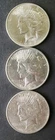 Lot of Three 1923 $1 Peace Silver Dollars