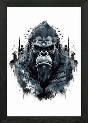 King Kong in Aquarell gerahmtes Wandbild Poster Leinwanddruck Bild