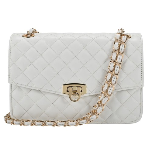 Quilted Shoulder Bag for Women, Medium Flap Crossbody Handbag with Chain Stra...