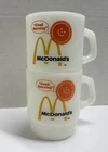 2 Vtg Fire King McDonalds Mug Good Morning Coffee Cup Anchor Hocking Milk Glass