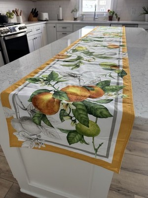 Williams Sonoma Table Runner Meyer Lemon Citrus Bee 108 Excellent