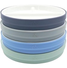 Elk And Friends Kids/Toddler 7.8" Porcelain Divided Plates with Silicone Sleeves