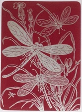 LB55 Swap Playing Cards 1 OLD WIDE LACQUER MOTHS FLOWERS