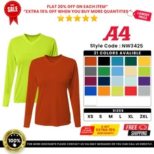 A4 NW3425 Women's Polyester Sprint Long Sleeve Tee Lightweight Breathable T-Shrt