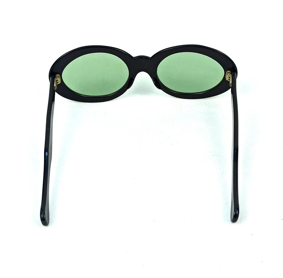 RARE BLACK OWL-EYE SUNGLASSES VINTAGE PARIS DESIGN UNISEX 50s MINT - Image 4 of 4