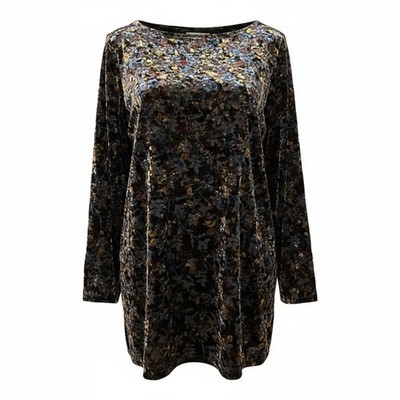 Emanuel Ungaro Paris Collection Velvet Floral Tunic Top Sz 44 US 8/10 Silk Blend