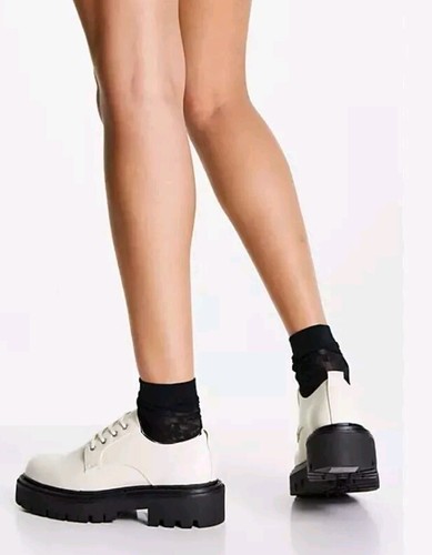 ALDO Bigmove zapatos gruesos con cordones en blanco roto con suelas transparentes - Imagen 6 de 7