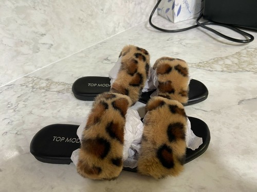 Women Top Moda Slippers Slip On Flat Sandals Comfort Leopard Cheetah Print Sz 6 - Picture 4 of 11