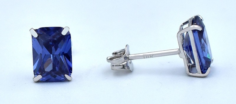 TANZANITE 2.38 Cts STUD EARRINGS 14K WHITE GOLD - Made in USA - New With Tag