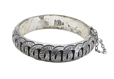 ARG MEXICO 925 Silver Vintage Interlocking Pattern Bangle Bracelet