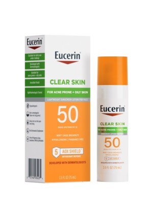 Eucerin Clear Skin Lightweight Sunscreen Lotion for Face SPF 50 Fragrance Free