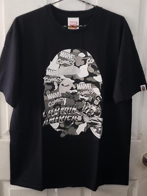 Bape A Bathing Ape X Marvel Captain America Unisex T-Shirt Sz XL