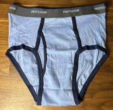 Vtg Fruit Of The Loom Boy Brief Cotton Sz L Men  s Small Light Blue Ringer Solid