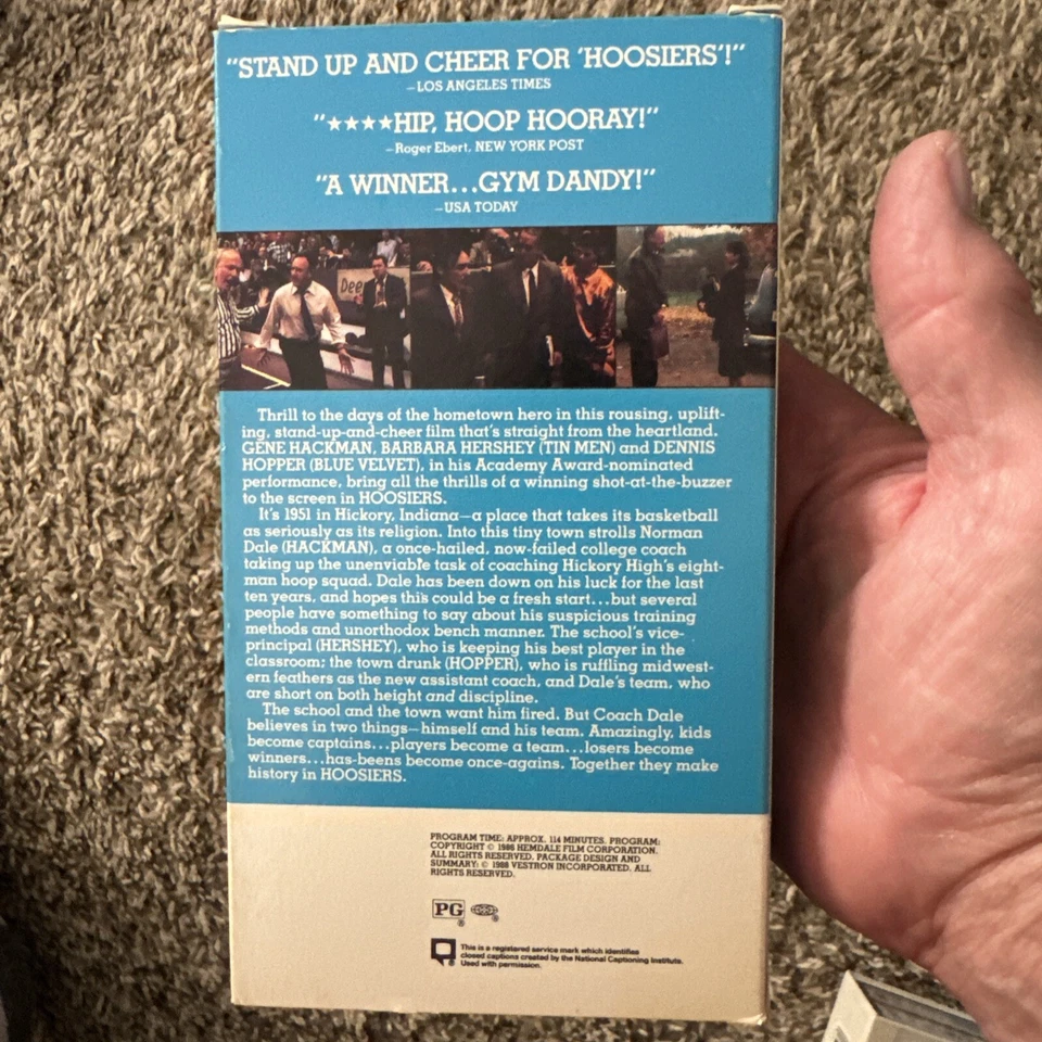 Vintage Hoosiers VHS 1988 Vestron Edition - Image 3 of 4