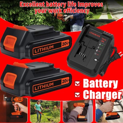 20V Battery 1.5Ah 2.0Ah For BLACK + DECKER 20Volt Lithium LBXR20 LB20 or Charger