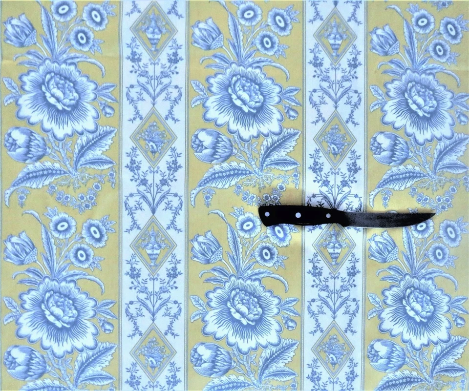 10 Yards Vervain "Elysee" Cotton Designer Fabric Yellow & Blue - Image 3 of 4