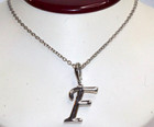 Stainless Steel Milor Initial F Enhancer Pendant Necklace 17 inch chain #224