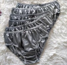 Gray Nylon Bikini Panties XL 6 Pack Soft Briefs Waist 30  36  Hip 38  44  Silky