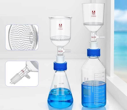Glass Flask/Bottles + Filter Funnel Set 250ml-3000ml for Lab Filtration - Picture 4 of 12