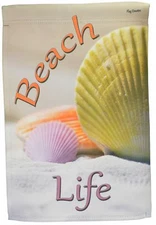 Beach Life Garden Flag Colorful Shells Double Sided Yard Banner Decor