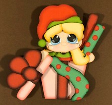 Chrismas Gift Girl paper piecing premade piecing for scrapbook page die cut