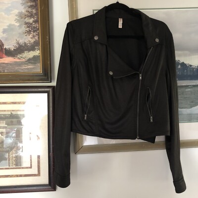 Xhilaration Black Crop Asymmetric Moto Jacket Sz XL A652