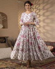 Indian Women Red Cotton trending Kurti unique comfortable anarkali stylish dress