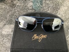 Authentic Maui Jim Mano Aviator Sunglasses Blue with Silver Mirror Lenses