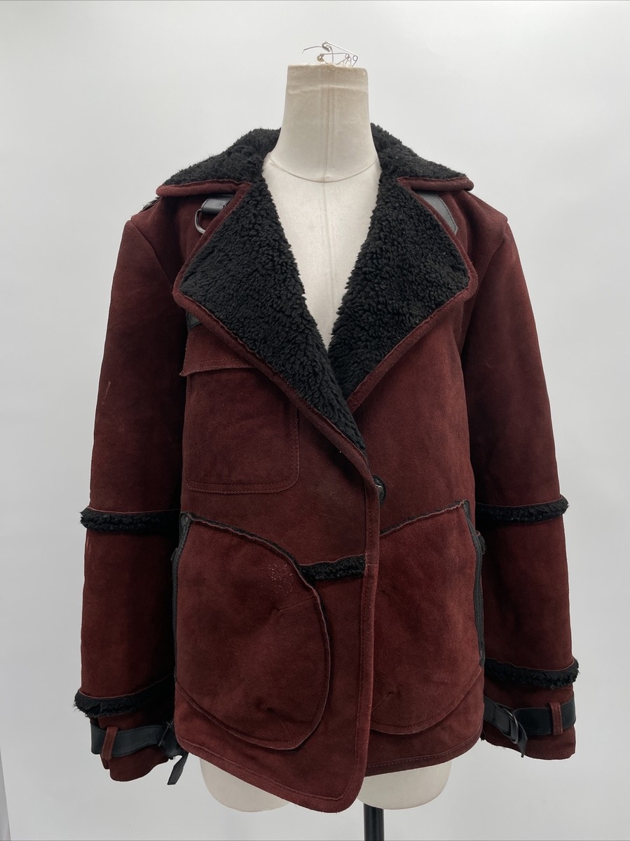 We The Free People Cassidy Cozy Jacket Burgundy SUEDE Sherpa Size We The Free People Cassidy Cozy Jacket Burgundy SUEDE Sherpa Size