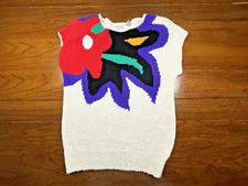 Vintage David Benjamin women's floral sleeveless petunia sweater top, M