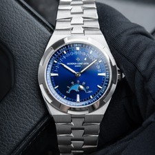 Vacheron Constantin Overseas 4000v Moonphase Retrograde Date Bracelet Blue Watch