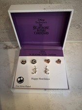 Disney The Nightmare Before Christmas Halloween Silver Stud Earrings Three Set