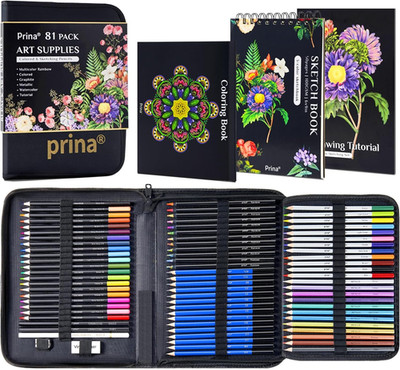 81 Drawing Set Sketching Kit, Pro Sketch Pencils Art Supplies with Rainbow, Colo