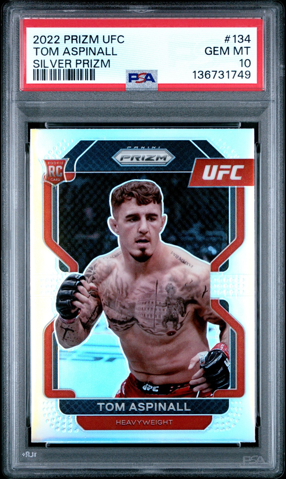 2022 PANINI PRIZM UFC SILVER PRIZM #134 TOM ASPINALL PSA 10